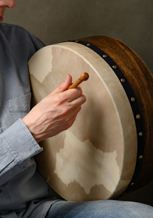 Michael Strasser with bodhrán